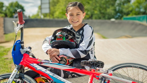 GOLDEN GIRL: Sacha Earnest is at home on the BMX track.