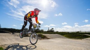 Jordan Roddick, 13, does a nose-manual over part of the newly completed track at Hickford Park. SIMON O'CONNOR/FAIRFAX NZ